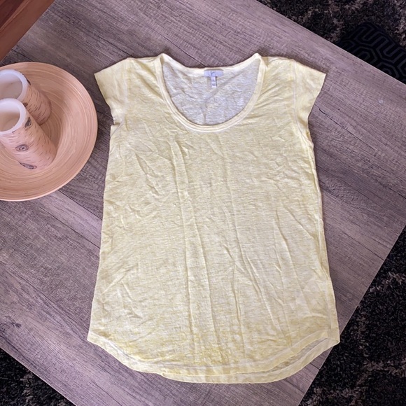 Joie Linen Yellow Round Neck Blouse Size Small - Picture 1 of 8